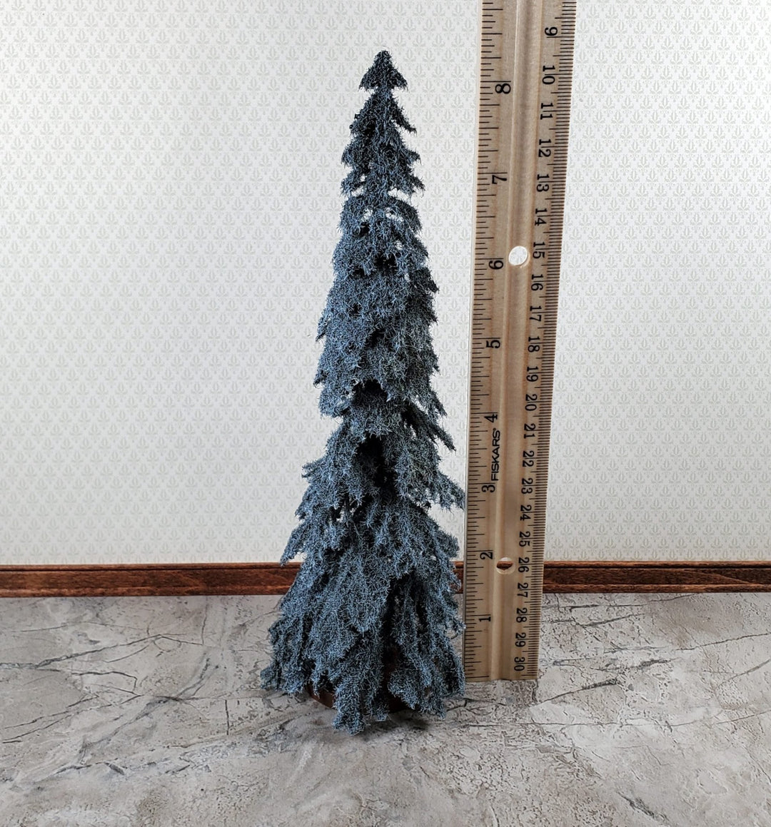 Tall Conifer Evergreen Pine Blue Spruce Tree on Base Scenery 8" Tall Miniature Model RR - Miniature Crush