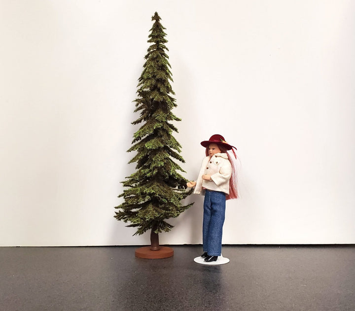 Tall Conifer Evergreen Pine Spruce Tree on Base Scenery 12" Tall Miniature Model RR - Miniature Crush