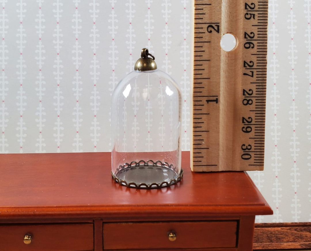 Tiny Bell Jar Dome Glass Cover on Base Display Miniature Curiosities 1 1/2" tall - MiniatureCrush