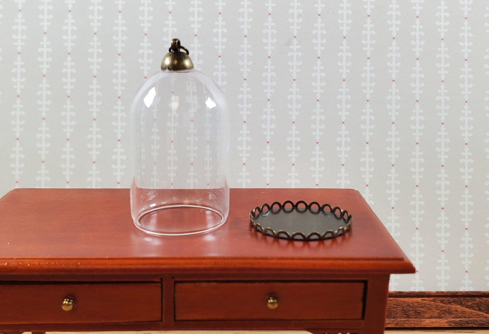 Tiny Bell Jar Dome Glass Cover on Base Display Miniature Curiosities 1 1/2" tall - MiniatureCrush