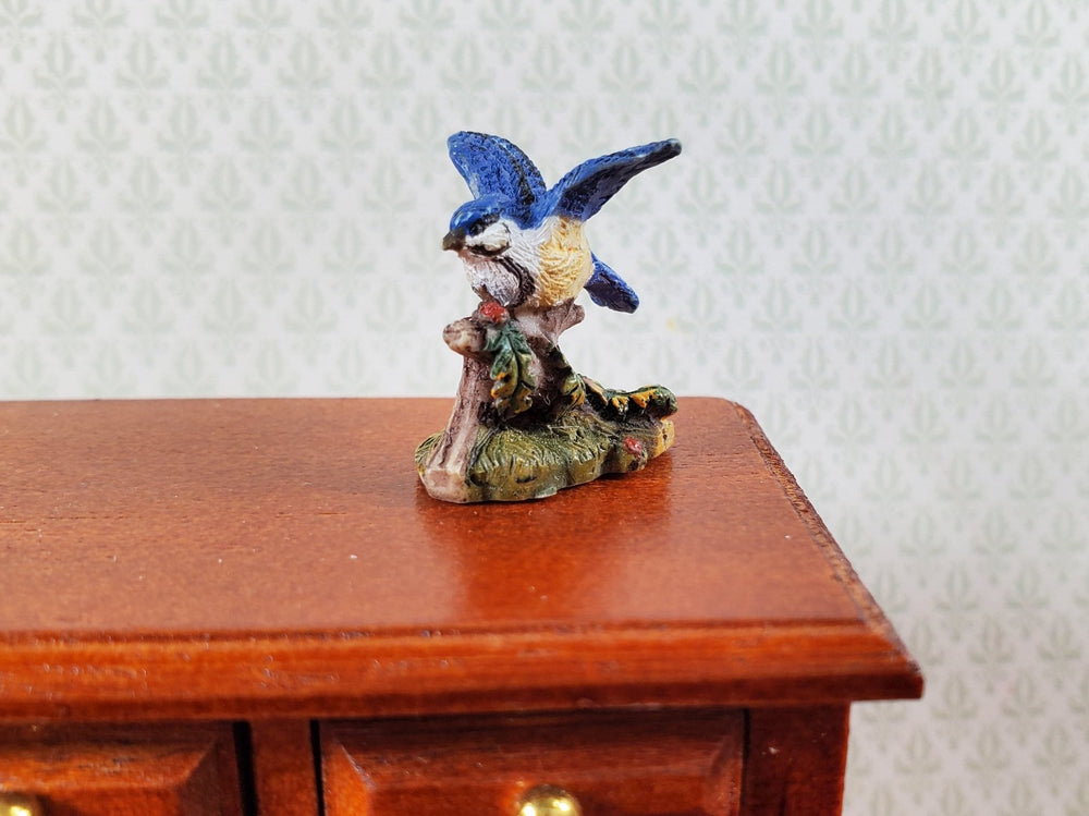 Tiny Blue Jay Bird Statue 1:12 Scale Jeannetta Kendall Miniatures Dollhouse - Miniature Crush