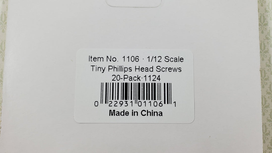 Tiny Brass Screws 20 pc for Dollhouse Miniatures 5/32" long Philips Head HW1106 - MiniatureCrush