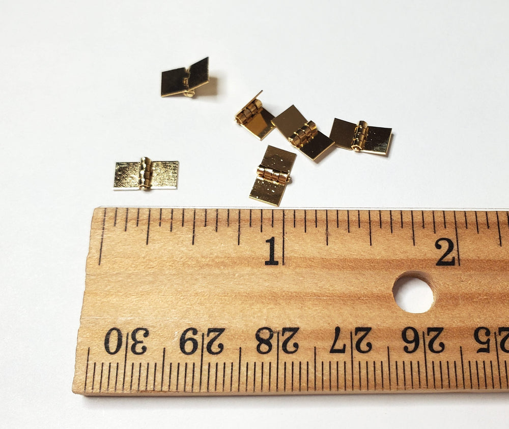 Tiny Dollhouse Miniature Working Hinges Set of 6 1:12 Scale Gold Painted Brass - MiniatureCrush