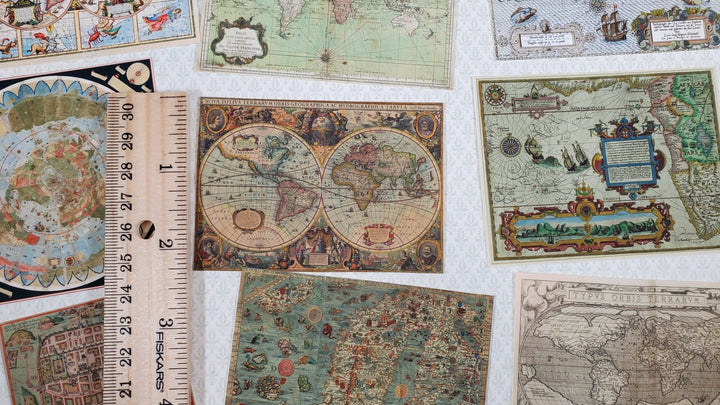 Tiny Maps Old World Vintage Style Props Printed Dollhouses Dioramas Miniatures - Miniature Crush
