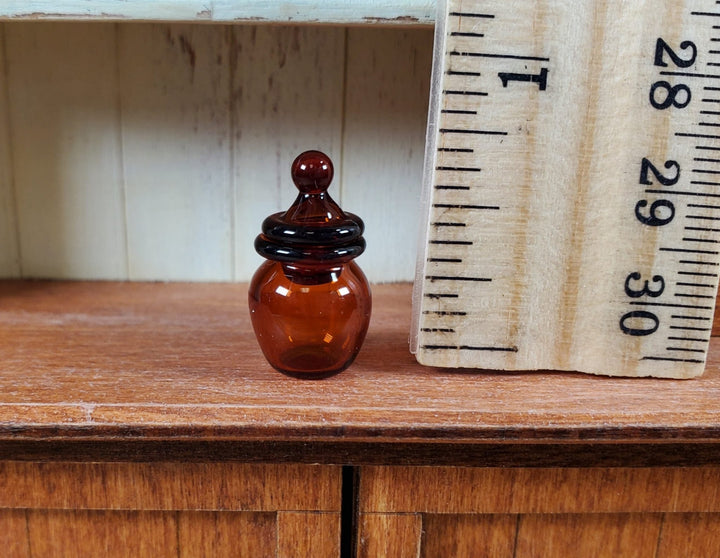 Tiny Miniature Apothecary Glass Jar with Lid Round 1:12 Scale Handmade - Miniature Crush