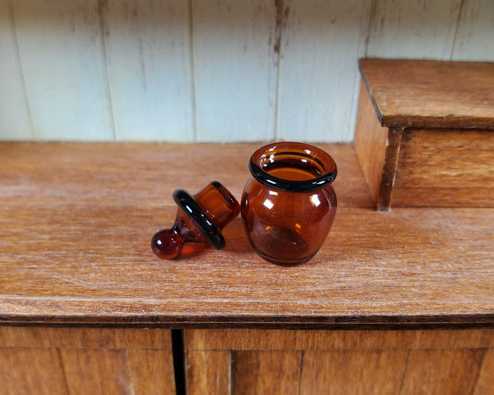 Tiny Miniature Apothecary Glass Jar with Lid Round 1:12 Scale Handmade - Miniature Crush