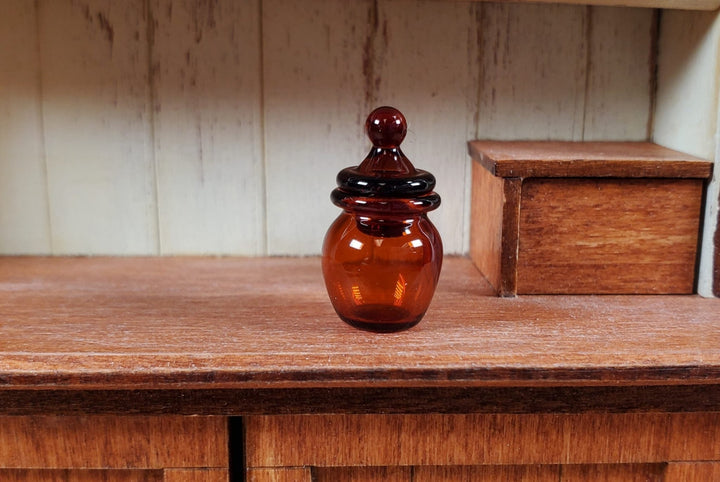 Tiny Miniature Apothecary Glass Jar with Lid Round 1:12 Scale Handmade - Miniature Crush