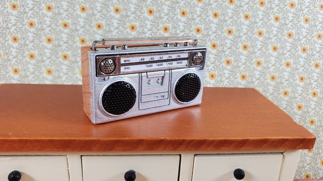 Tiny Miniature Boom Box Radio 1980s Style 1:12 Scale Dollhouse Action Figures - Miniature Crush