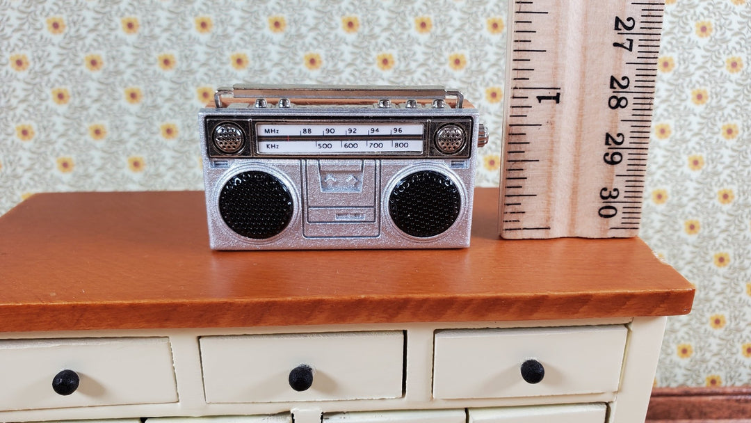 Tiny Miniature Boom Box Radio 1980s Style 1:12 Scale Dollhouse Action Figures - Miniature Crush