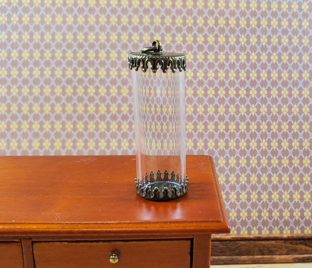 Tiny Tube Jar Glass Cover on Base Display Miniature Curiosities 1 9/16" tall 003 - MiniatureCrush