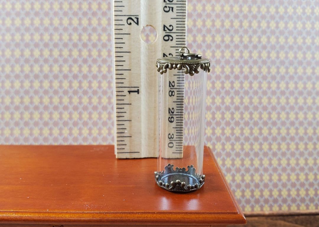 Tiny Tube Jar Glass Cover on Base Display Miniature Curiosities 1 9/16" tall 004 - MiniatureCrush