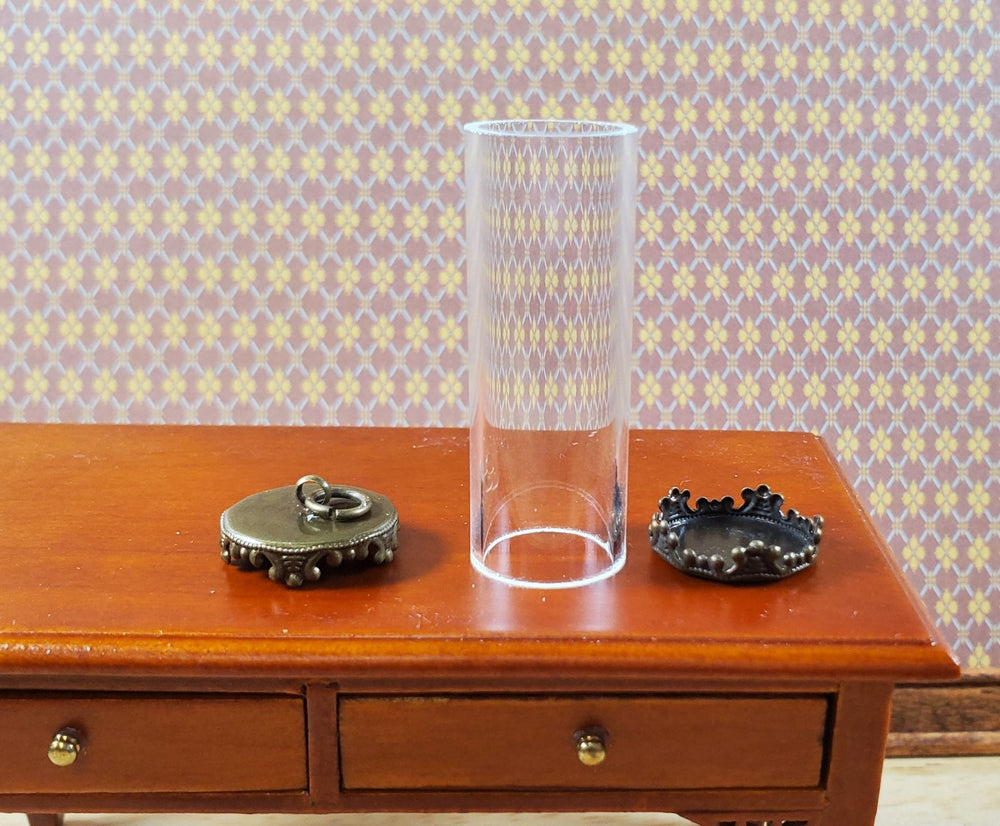Tiny Tube Jar Glass Cover on Base Display Miniature Curiosities 1 9/16" tall 004 - MiniatureCrush