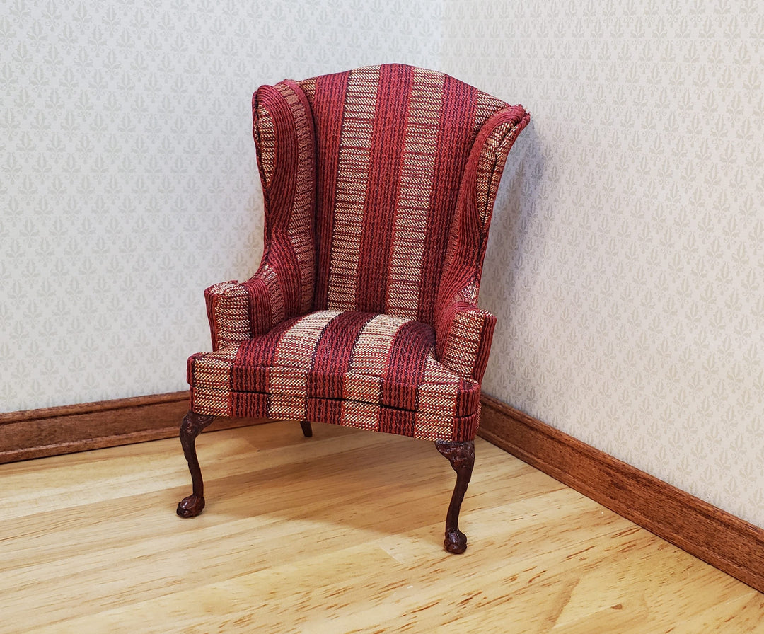 Vintage Bespaq Wing Back Upholstered Chair 1:12 Scale Miniature Furniture - MiniatureCrush