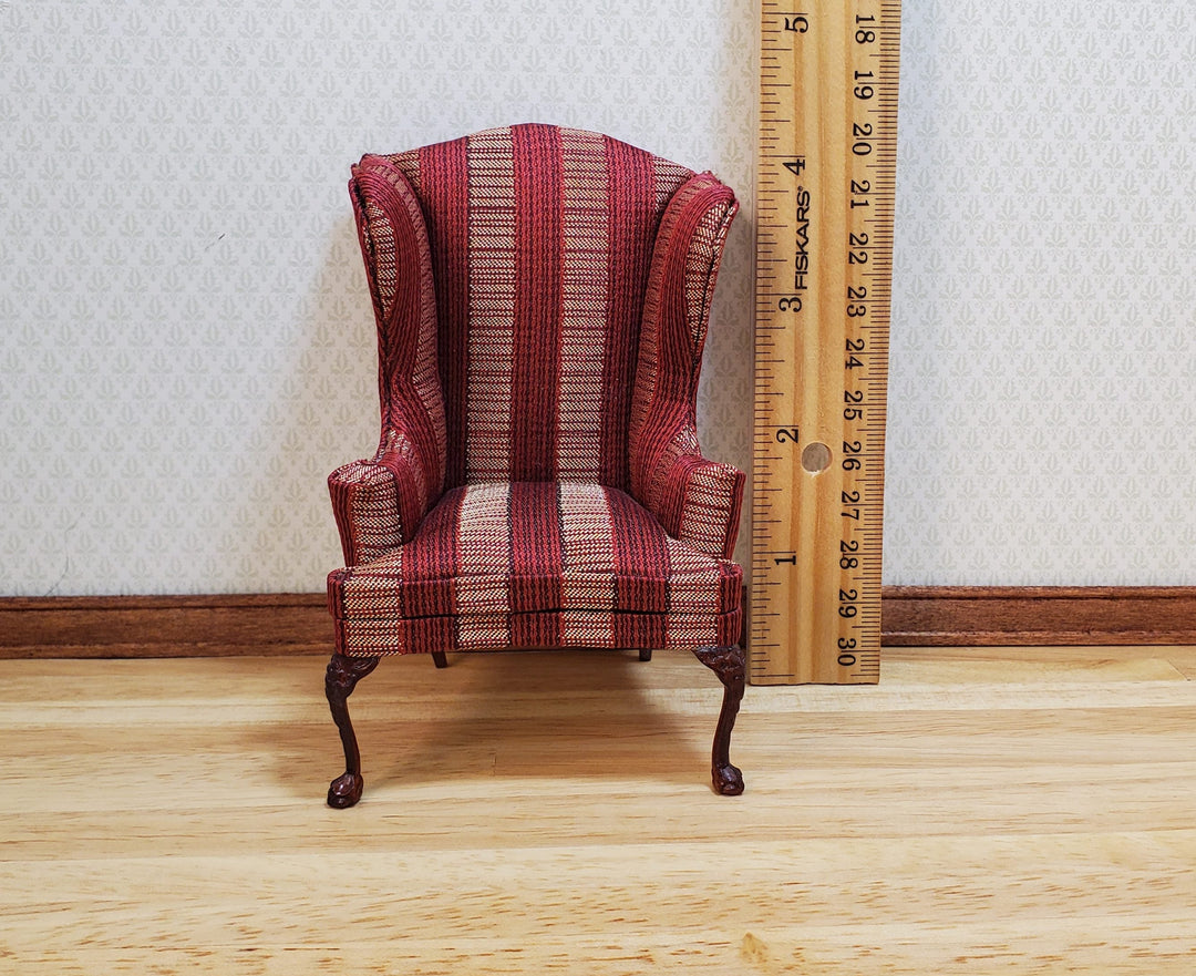 Vintage Bespaq Wing Back Upholstered Chair 1:12 Scale Miniature Furniture - MiniatureCrush