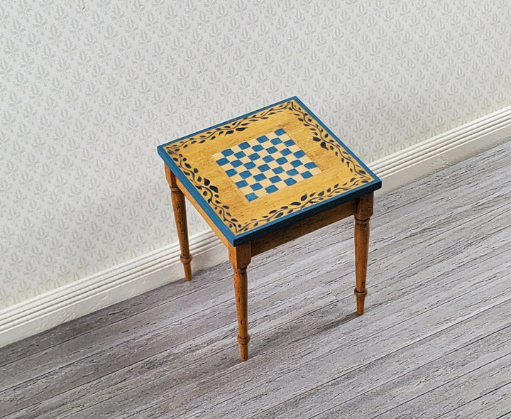 Vintage Dollhouse Chess Table Handmade Hand Painted 1:12 Scale Miniature Furniture Wood - Miniature Crush