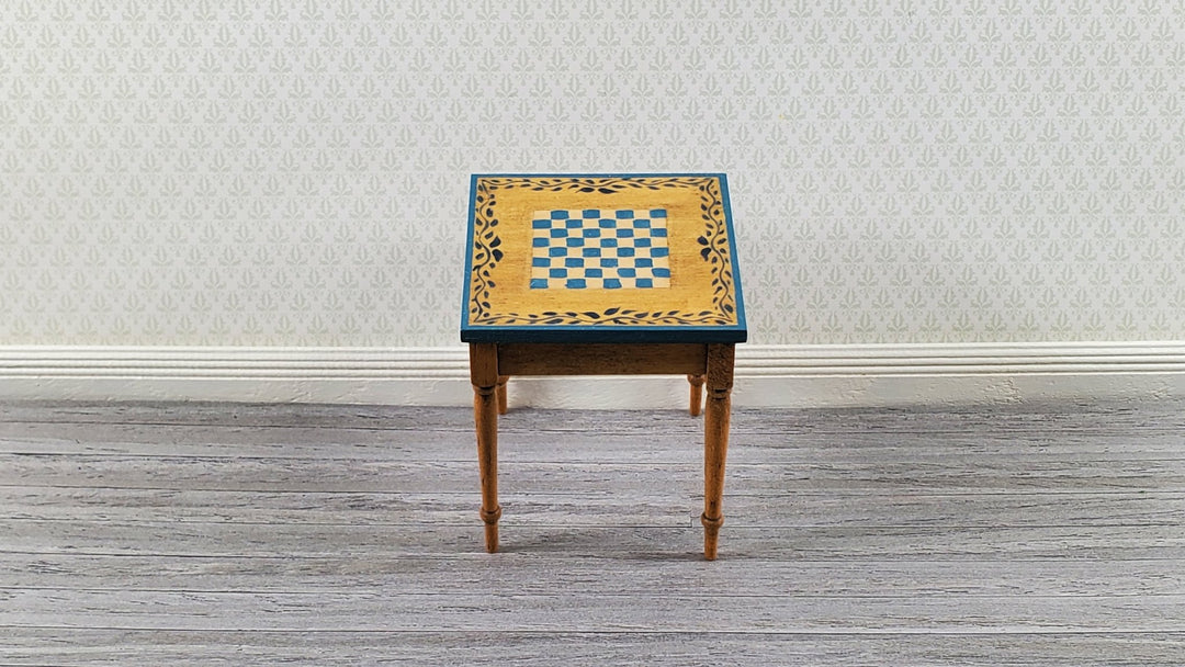 Vintage Dollhouse Chess Table Handmade Hand Painted 1:12 Scale Miniature Furniture Wood - Miniature Crush