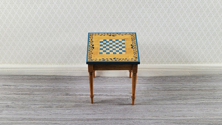 Vintage Dollhouse Chess Table Handmade Hand Painted 1:12 Scale Miniature Furniture Wood - Miniature Crush