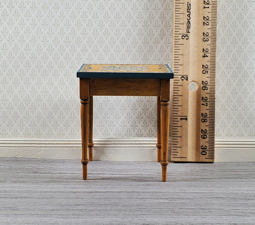 Vintage Dollhouse Chess Table Handmade Hand Painted 1:12 Scale Miniature Furniture Wood - Miniature Crush