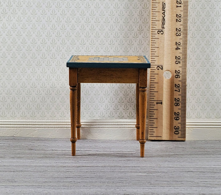 Vintage Dollhouse Chess Table Handmade Hand Painted 1:12 Scale Miniature Furniture Wood - Miniature Crush