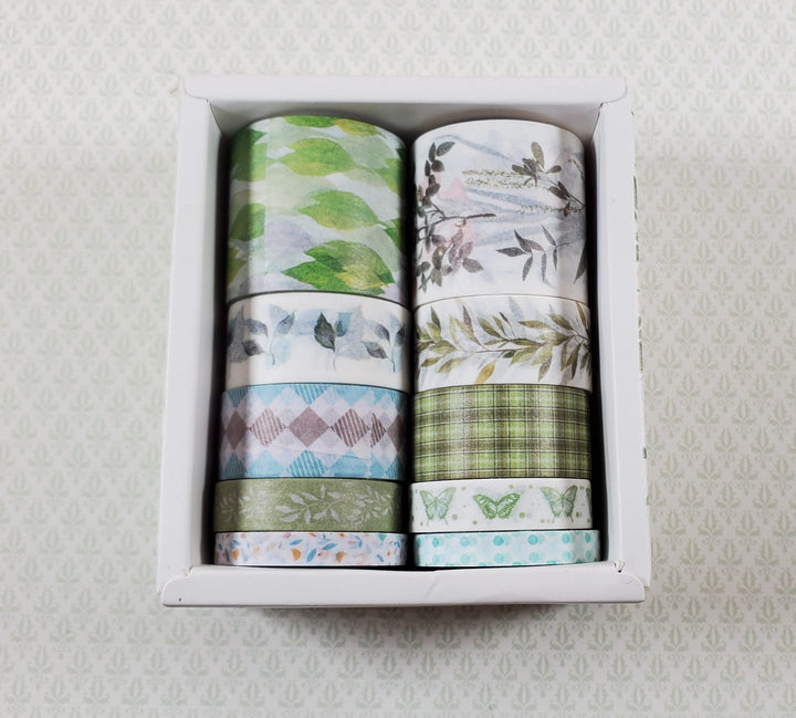 Washi Tape Decorative Greens Nature 10 Rolls 4 Sizes Scrapbooking Stamping - Miniature Crush