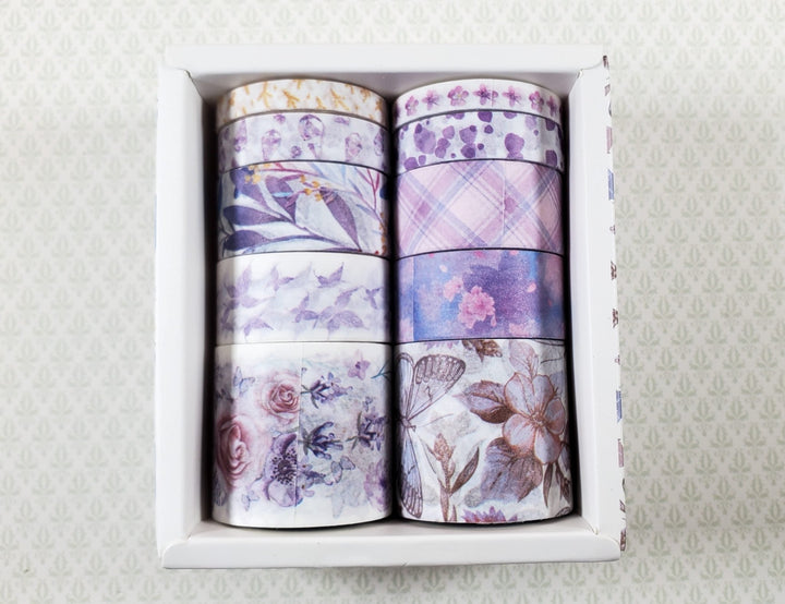 Washi Tape Decorative Purples Nature 10 Rolls 4 Sizes Scrapbooking Stamping - Miniature Crush