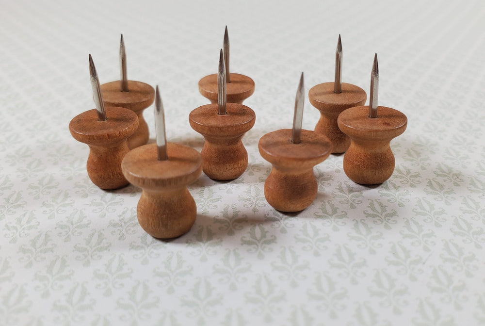 Wood Thumb Tacks Light Brown Push Pins 8 Pcs Use for Dollhouse Furniture - Miniature Crush