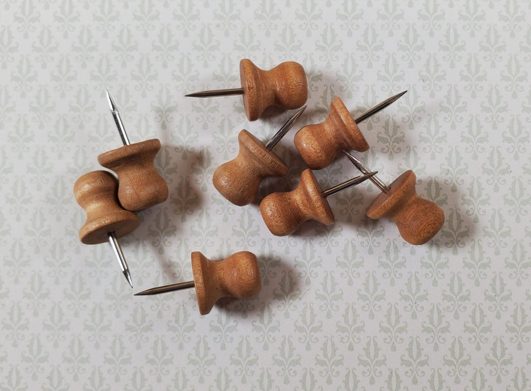 Wood Thumb Tacks Light Brown Push Pins 8 Pcs Use for Dollhouse Furniture - Miniature Crush