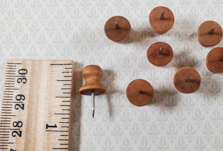 Wood Thumb Tacks Light Brown Push Pins 8 Pcs Use for Dollhouse Furniture - Miniature Crush