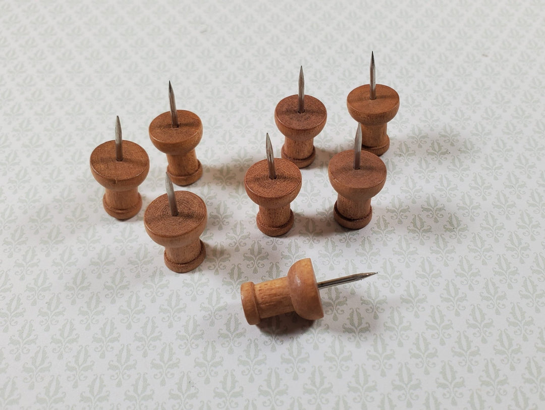 Wood Thumb Tacks Push Pins x8 Pcs Light Brown Dollhouse Miniature Furniture DIY - Miniature Crush