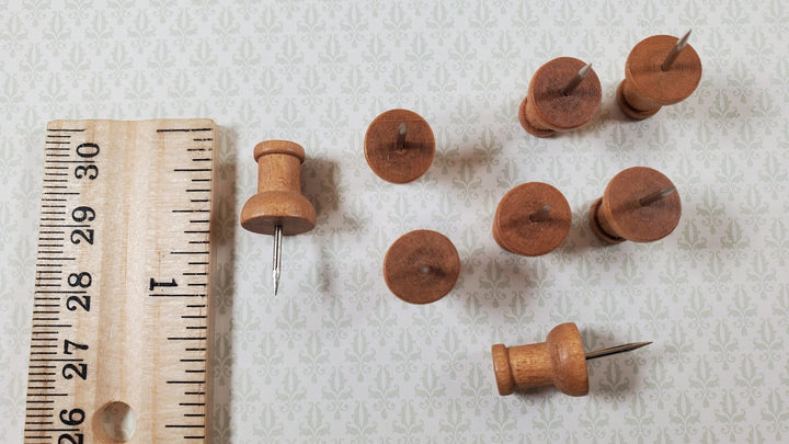 Wood Thumb Tacks Push Pins x8 Pcs Light Brown Dollhouse Miniature Furniture DIY - Miniature Crush