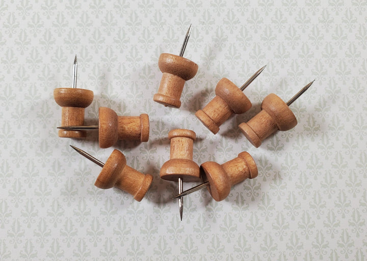 Wood Thumb Tacks Push Pins x8 Pcs Light Brown Dollhouse Miniature Furniture DIY - Miniature Crush