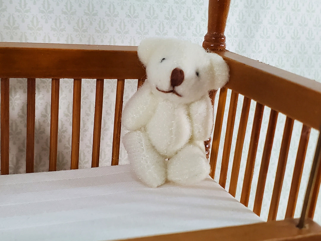 Dollhouse White Teddy Bear Stuffed Animal Toy 1:12 Scale Miniature Nursery