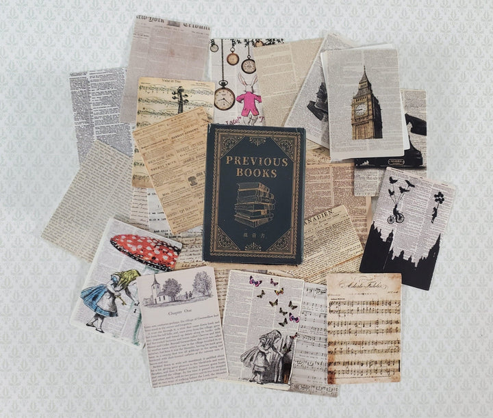 100 Mini Book Pages & Sheet Music Prints on Cardstock Vintage Pictures Scrapbooking Stamping - Miniature Crush