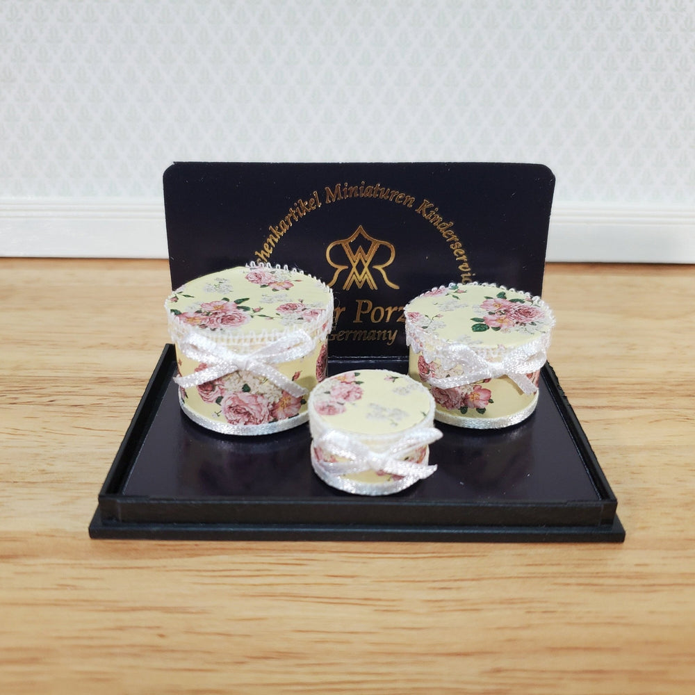 3 Dollhouse Hat Boxes Round by Reutter 1:12 Scale Miniature Accessories - Miniature Crush