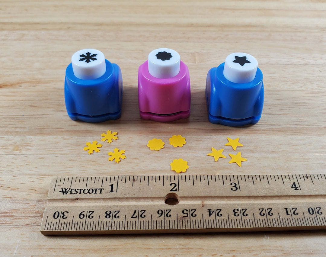 3 Paper Punches Minis for Miniature Flowers Scrapbooking Stamping Star Snowflake - Miniature Crush