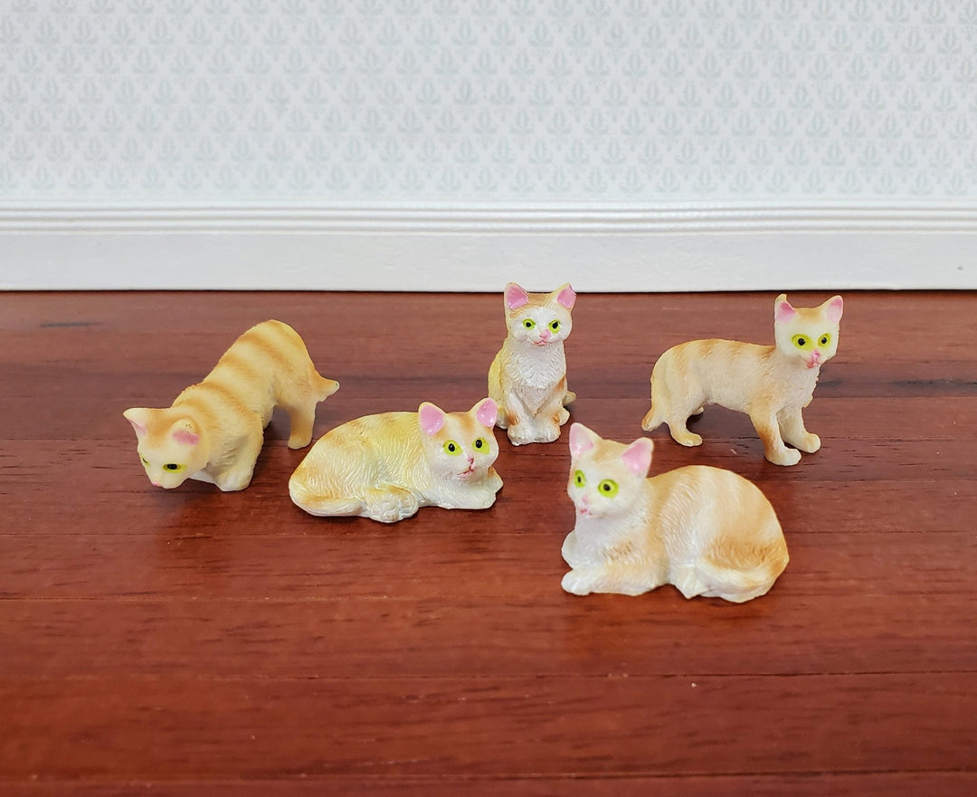 5 Dollhouse Cats Ginger Orange Tabby Tabbies Kittens 1:12 Scale Animals Cats - Miniature Crush