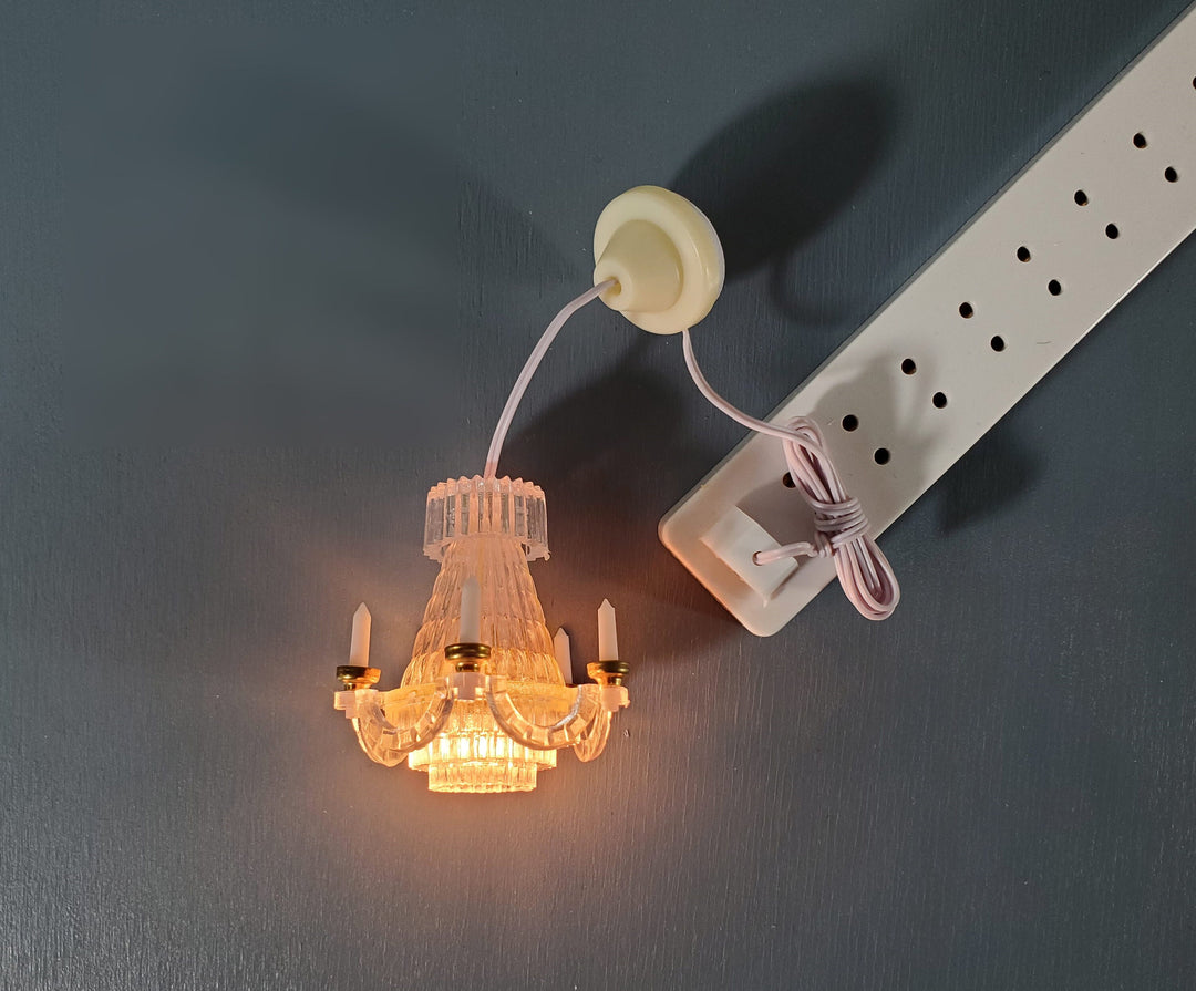 Dollhouse Small Chandelier Electric 1:12 Scale Miniature 12 Volt with Plug