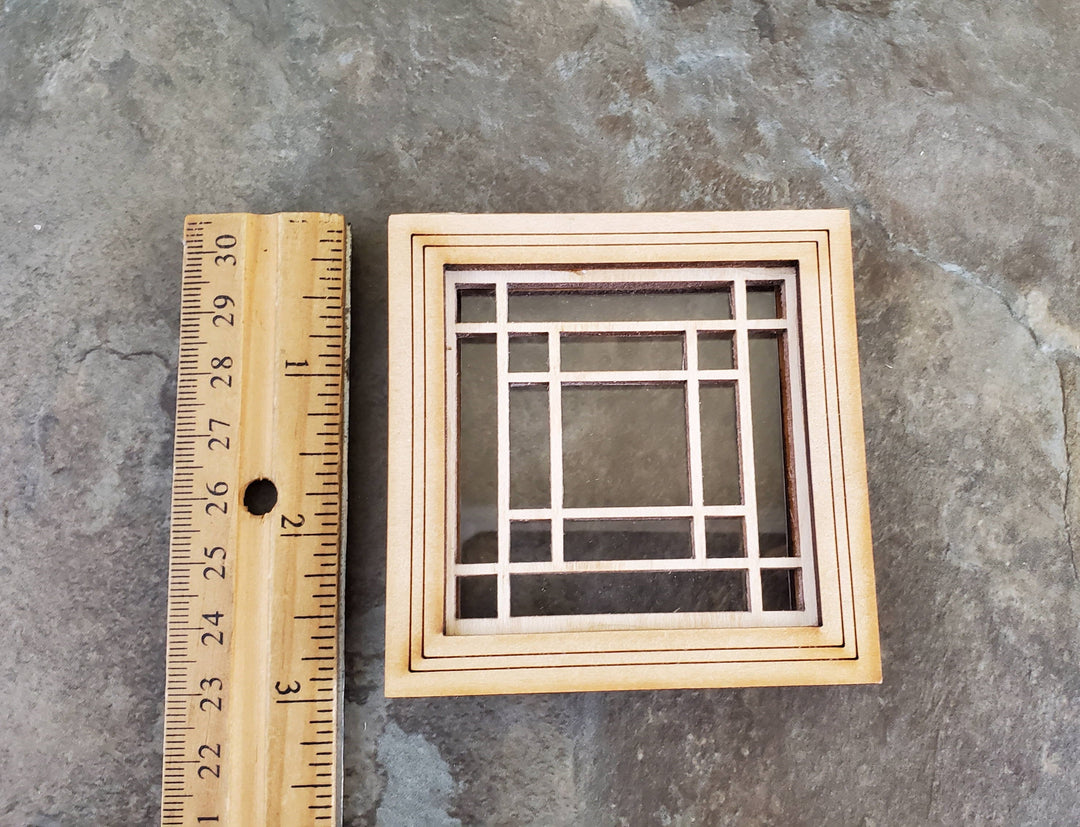 Dollhouse Miniature Square Window Prairie Style fits 2.5" opening 1:12 Scale