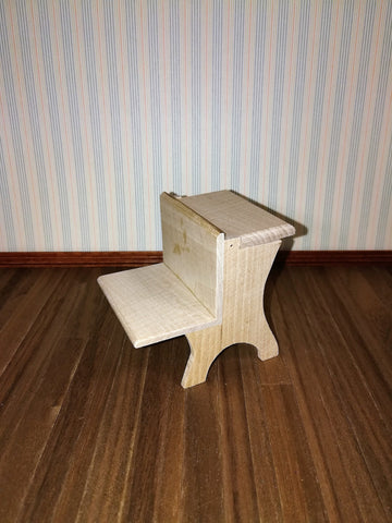 Dollhouse School Desk Unpainted Wood Vintage Style 1:12 Scale Miniature Furniture