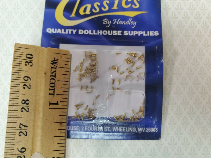 Brass Nails Brads Small Tiny Thin 3/32" Pack of 100 Dollhouse Miniature Hardware - Miniature Crush