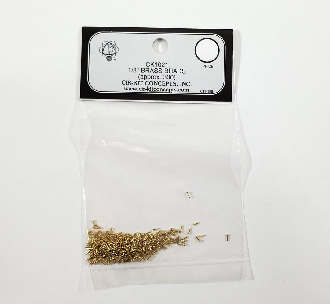 Cir-Kit 1/8" Brass Brads Nails 300 Pack for Dollhouse Tape Wire Set-ups CK1021-1 - Miniature Crush