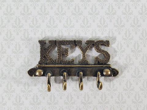 Dollhouse 1:6 Scale Keys Hook Rack Metal Miniature Antique Brass Finish - Miniature Crush