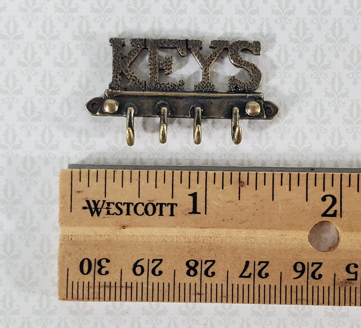 Dollhouse 1:6 Scale Keys Hook Rack Metal Miniature Antique Brass Finish - Miniature Crush