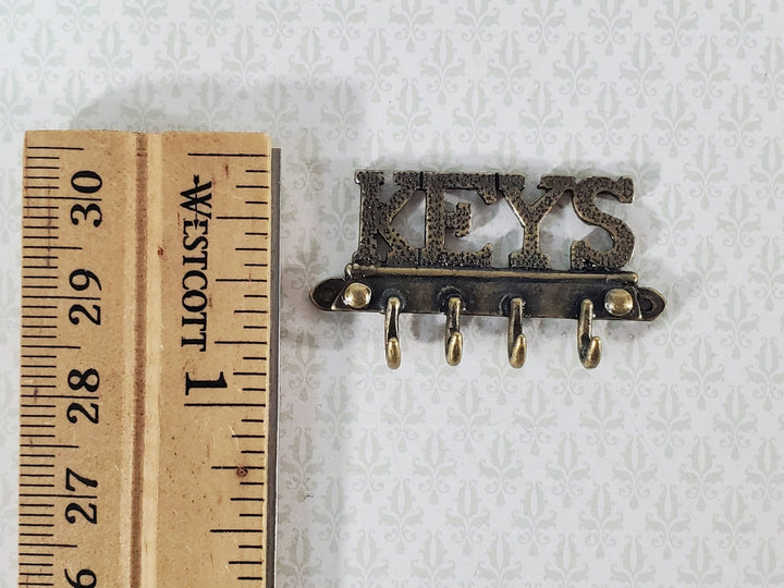 Dollhouse 1:6 Scale Keys Hook Rack Metal Miniature Antique Brass Finish - Miniature Crush