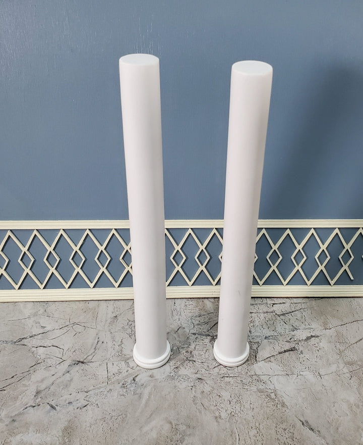 Dollhouse 2 Round Columns Pillars Tapered Hard Cast Resin 21 cm Tall 1:12 Scale Miniatures - Miniature Crush