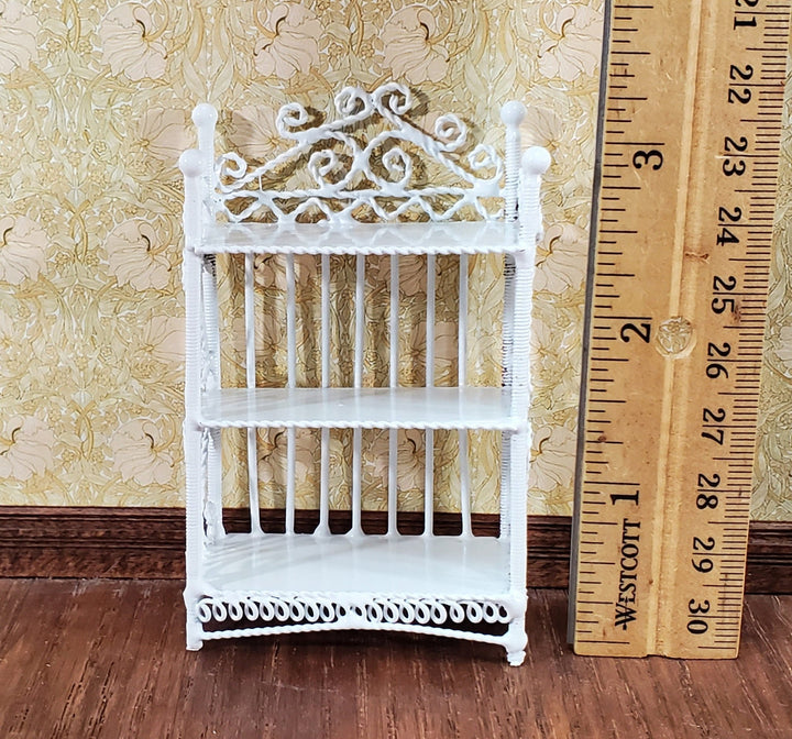 Dollhouse 3 Shelf Bookcase or Plant Shelf White Metal 1:12 Scale Miniature or Fairy Garden - Miniature Crush