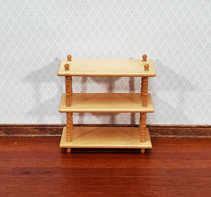 Dollhouse 3 Shelf Plant Stand or Bookcase Bookshelf 1:12 Scale Furniture Light Oak - Miniature Crush