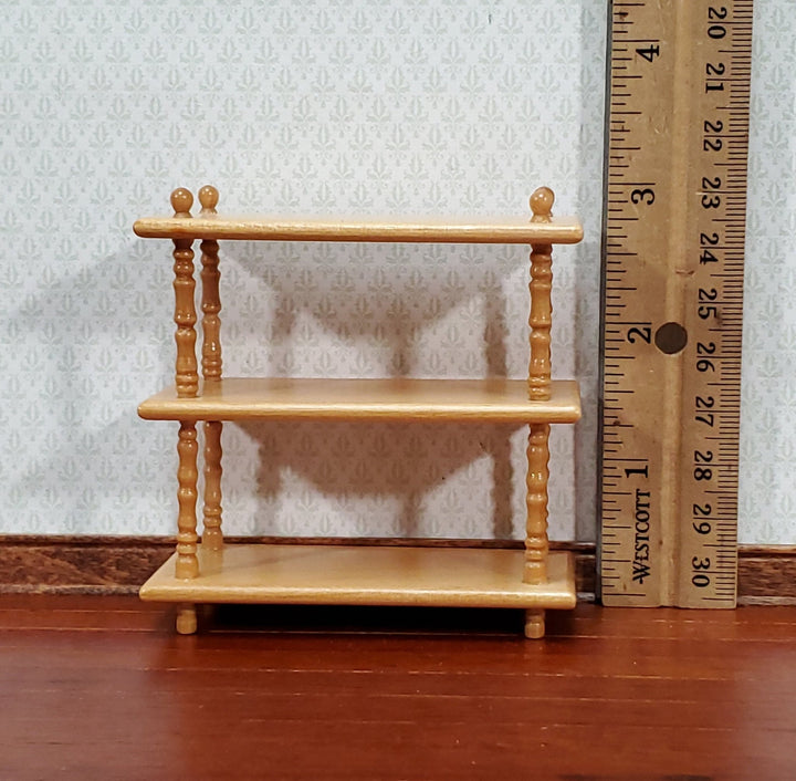 Dollhouse 3 Shelf Plant Stand or Bookcase Bookshelf 1:12 Scale Furniture Light Oak - Miniature Crush