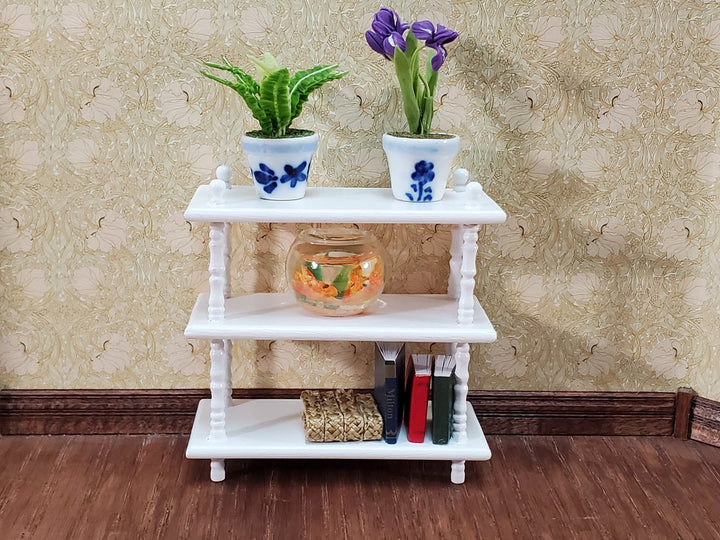 Dollhouse 3 Shelf Plant Stand or Bookcase Bookshelf 1:12 Scale Furniture White - Miniature Crush