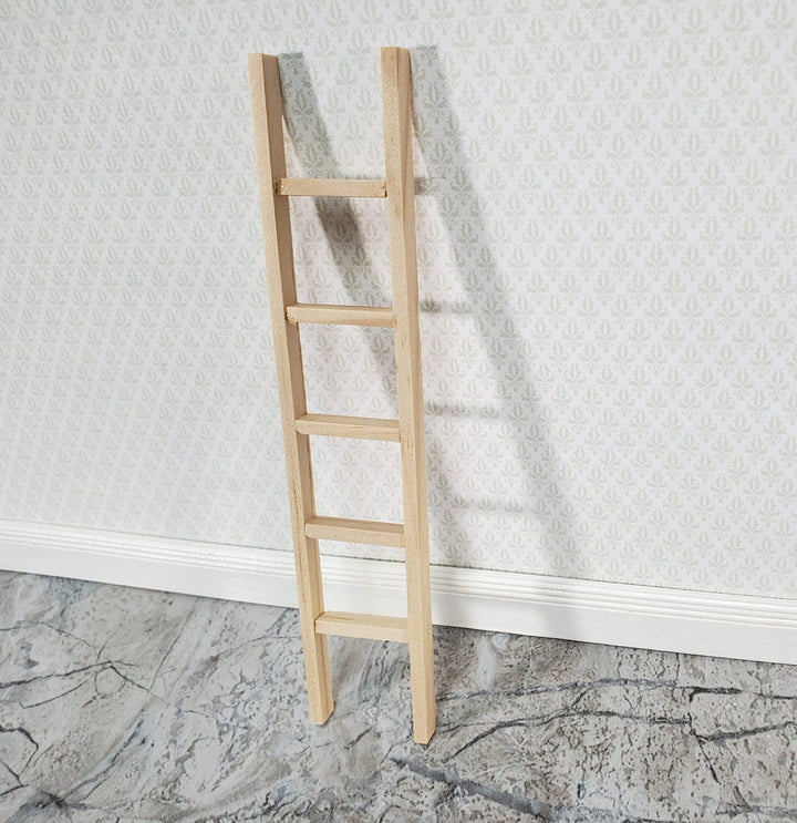 Dollhouse 6" Straight Ladder Tall Wood 1:12 Scale Miniature Unpainted - Miniature Crush